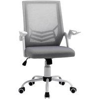 Rolipo Mesh Swivel Office Chair With Lumbar Support & Flip-Up Armrests in Grey