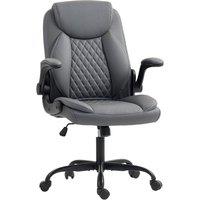 Rolipo Faux Leather Office Chair With Flip-Up Armrests in Grey