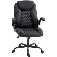 Rolipo Faux Leather Office Chair With Flip-Up Armrests in Black