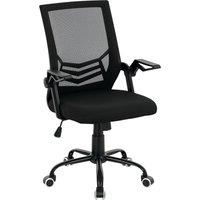 Rolipo Mesh Swivel Office Chair With Lumbar Support & Flip-Up Armrests in Black