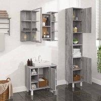 Berkfield Home 3 Piece Bathroom Cabinet Set Grey Sonoma Engineered Wood