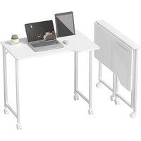 Rolipo Small Folding Desk With Wheels in White