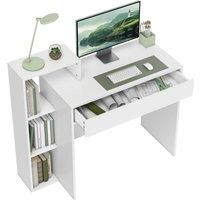 Rolipo Computer Desk With 3 Open Shelves & Drawer in White