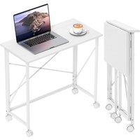 Rolipo 80cm Folding Desk With Wheels in White