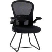 Rolipo Mesh Reception Office Chair With Lumbar Support & Flip-Up Armrests in Black
