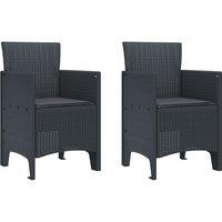 Berkfield Home Garden Chair Set of 2 Anthracite Plastic Medium Durable
