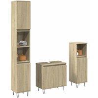 Berkfield Home 3 Piece Bathroom Furniture Set Sonoma Oak Engineered Wood in Brown