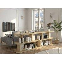 Vente-unique Set Of 2 Shelving Units With 2 Shelves - Light Natural & Beige
