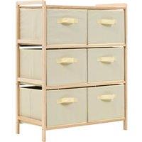 Berkfield Home Storage Rack with 6 Fabric Baskets Cedar Wood Beige