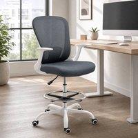 STILVORA Draughtsman Chair with Flip-up Armrests in Grey