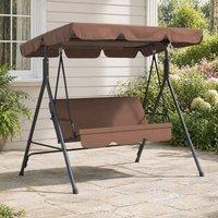 STILVORA 3 Seater Garden Swing Chair with Adjustable Canopy in Brown
