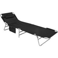 SoBuy Foldable Outdoor Lounge Chair - Textilene Fabric - Contemporary in Black