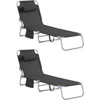 SoBuy Set of 2 Foldable Sun Lounger Outdoor Chair - Adjustable Recliner in Black