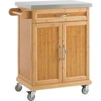 SoBuy Mobile Storage Trolley Kitchen Island - 1 Pull-out Drawer & 2 Door in Natural