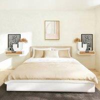 SoBuy Floating Drawer Cut-Out Handle Wall Mounted Shelf in Off-White | Size: 2 Pack