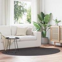 Berkfield Home Rugs Anthracite Wool 140 x 200 cm Area Rug Oval Minimalist | Size: Medium