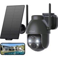 iegeek Black 2K 360 Solar Security Camera Night Vision PIR 2-Way Audio