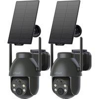 iegeek 2-Pack Black 2K 360 Solar Security Cam Night Vision PIR 2-Way Audio