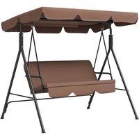 OUTSUNNY Outdoor Metal Hammock Swing Chair 3-Seater Patio Bench Garden in Brown