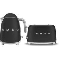 Smeg KLF03, TSF01 Matte Kettle & 2 Slice Toaster Set in Black