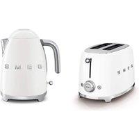 Smeg KLF03, TSF01 Matte Kettle & 2 Slice Toaster Set in White