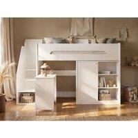 Flair Stepaside Staircase High Sleeper Workstation in White | Size: Single