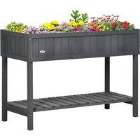 OUTSUNNY Wooden Herb Planter Stand 8 Cubes Bottom Shelf Raised Bed Dark Grey
