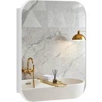 HOMCOM Wall Mounted Bathroom Cabinet with Mirror Adjustable Shelves in White