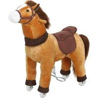 AIYAPLAY Ride On Horse, Plush Animal Walking Horse Toy with Wheels, Brown