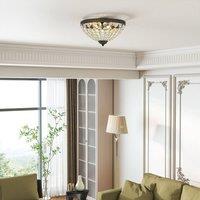 HOMCOM Chandelier Crystal Ceiling Light with E14 Base 2-Lights in Black | Size: 35 cm diameter x 21 cm high