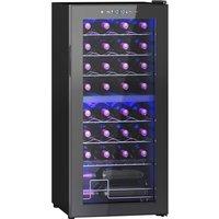 HOMCOM 86L Undercounter Wine Cooler Fridge with LED Light 32 Bottles in Black