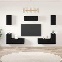 Berkfield Home TV Cabinet with Shelf Other with Storage with Door 7 pcs Black oak Engineered wood