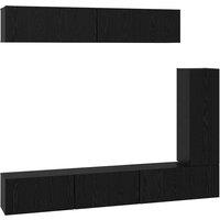 Berkfield Home TV Cabinet Set with Shelf Wall-mounted Other with Storage with Do in Black