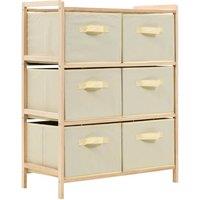 Berkfield Home Storage Rack with 6 Fabric Baskets Cedar Wood Beige