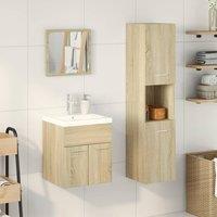 Berkfield Home Suitable 3 Piece Bathroom Furniture Set Sonoma Oak Engineered Wood in Light Tan