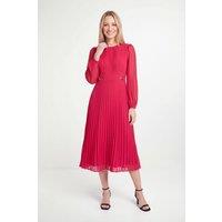 Wallis Women's Petite Pleated Buckle Midi Dress in Red | Size: 16
