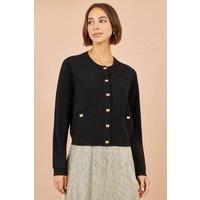 Yumi Women's Bow Button Cardigan in Black | Size: Medium