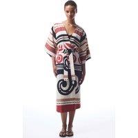 Penti Women's Cotton Geometric Maxi Kimono With Belt | Size: XS/S