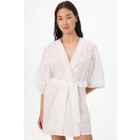 Penti Women's Floral Cotton Belted Mini Cover-Up in White | Size: Medium/Large
