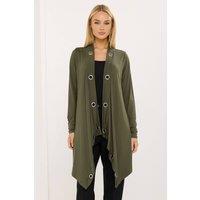 Star by Julien Macdonald Women's Eyelet Detail Waterfall Cardigan in Green | Size: 10