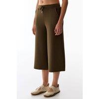 Penti Women's Mid-waist Oversized Knit Culotte Shorts in Khaki | Size: XS