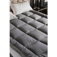 Living and Home 10cm Comfortable Quilted Mattress Topper in Grey | Size: Super King