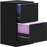 Rolipo 2-Drawer Lockable Filing Cabinet With A4 Letter Hanging Rails in Black