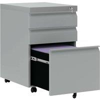 Rolipo 3-Drawer Mobile Steel Filing Cabinet With Anti-Tilt Lock in Grey