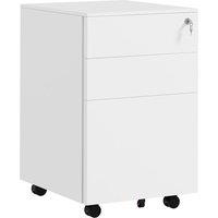 Rolipo 3-Drawer Lockable Steel Mobile Filing Cabinet With Pencil Tray in White