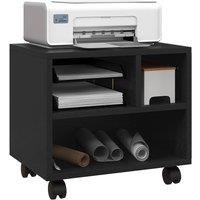Rolipo 3-Compartment Mobile Printer Cabinet With Wheels in Black