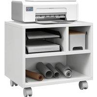 Rolipo 3-Compartment Mobile Printer Cabinet With Wheels in White