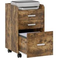 Rolipo 3-Drawer Mobile Filing Cabinet With A4 Letter Hanging Files in Brown