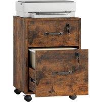 Rolipo 2-Drawer Mobile Filing Cabinet With Letter Hanging File Storage in Brown
