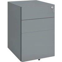 Rolipo 3-Drawer Lockable Steel Mobile Filing Cabinet For A4 Letter Legal in Grey